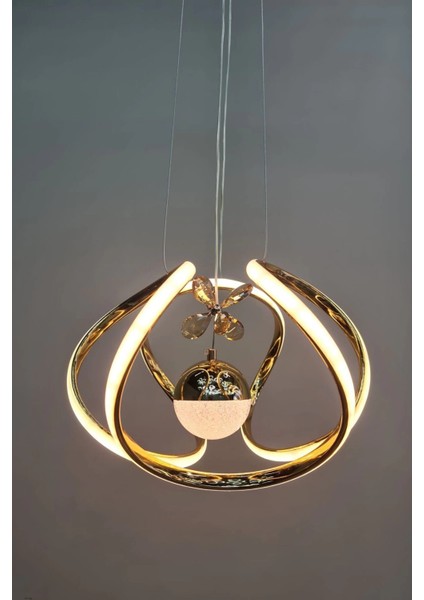 Modern Taşlı Toplu Bronz Ledli Avize fiyatları