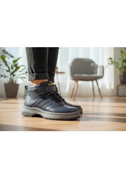 Siyah Hakiki Deri Ortopedik Çocuk Botu modelleri