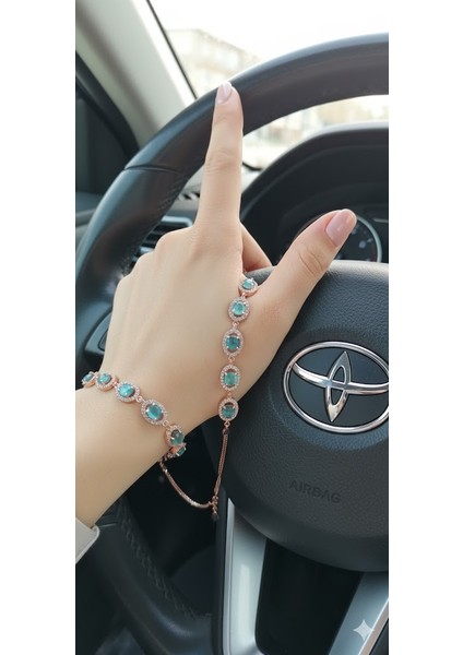 925 Ayar Papatya Silver Kedi Gözlü Taşlı Ithal Bileklik.rose.gold.rodaj fiyatları