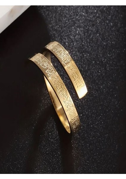 Erkekler ve Kadınlar Için Şık Ayarlanabilir Kur'an Yüzüğü-Paslanmaz Çelik