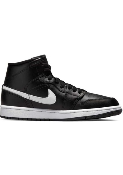 Air Jordan 1 Mid Unisex Leather Sneaker Hakiki Deri Bilekli Günlük Spor Ayakkabı Siyah