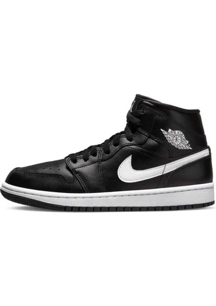 Air Jordan 1 Mid Unisex Leather Sneaker Hakiki Deri Bilekli Günlük Spor Ayakkabı Siyah fiyatları