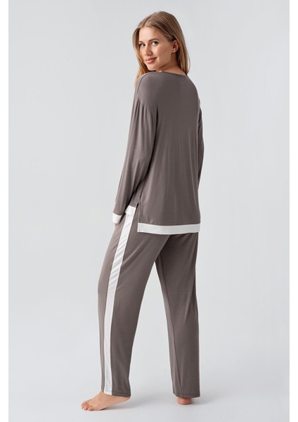 Uzun Kollu Basic Esnek Viskoz Pijama Takım 18209 modelleri