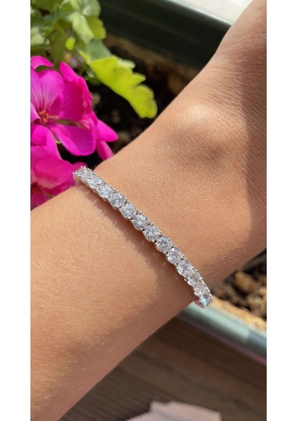 4mm Su Yolu Bileklik 925 Ayar Gümüş Farklı Renklerde Sipariş Oluşturabilirsiniz