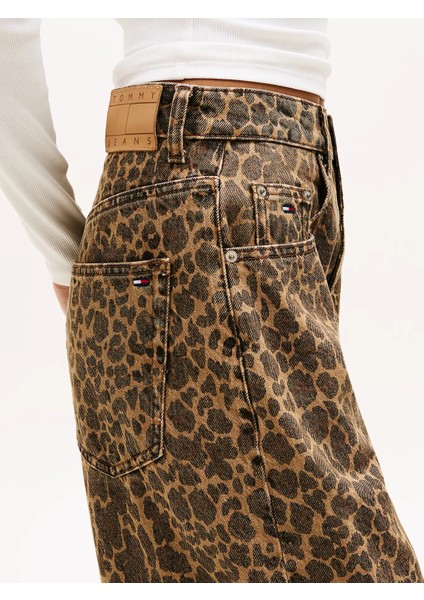 Charlie Orta Bel Bol Kesim Geniş Leopar Kadın Mavi Jeans DW0DW218331CE fırsatları