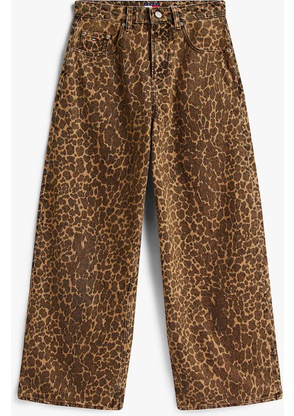 Charlie Orta Bel Bol Kesim Geniş Leopar Kadın Mavi Jeans DW0DW218331CE indirimleri