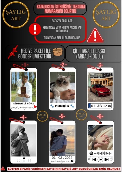 Kişiye Özel Fotoğraflı Araç Ayna Süsü