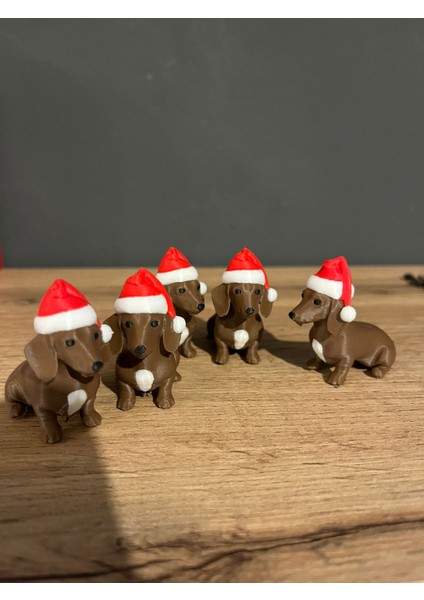 Santa Dog Figür Seti – Noel Şapkalı Köpek Dekoru (5’li Set) indirimleri