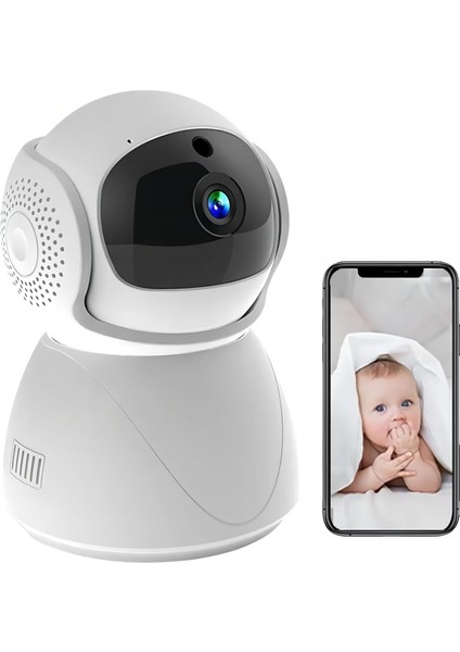 Cm-12 Ip Bebek Güvenlik Kamerası, 360 Derece Dönebilen, 5mp Hd Görüntü, Wifi Bağlantılı, Gece Görüşlü, Sesli Iletişim, Plastik Gövde, Masa Üstü Montaj, Iç Mekan
