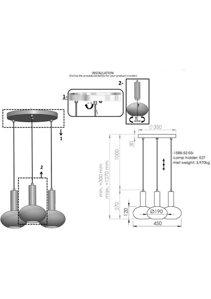 Kabo 3'lü Sıralı Antik Krom Avize modelleri