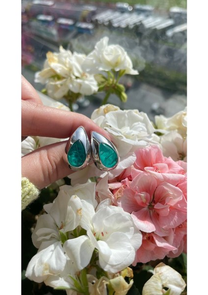 Paraiba Taşlı Damla Model Küpe Yeşil Küpe Trend Kibar ve Zarif Küpe Sevgiliye Hediye Küpe indirimleri