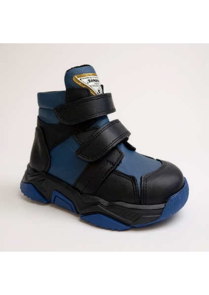 Mavi Siyah Hakiki Deri Çocuk Botu modelleri