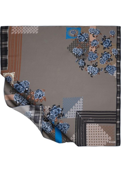 Ipekevi Hasır Sepet Tivil Ipek Eşarp Gri