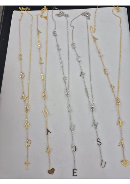 925 Ayar Papatya Silver Özel Kalpli Isim Kolye.rose,gold,rodaj, indirimleri