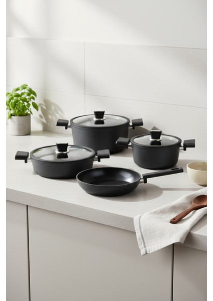 Mayasa 7 Parça Seramik Tencere Seti Siyah fiyatları