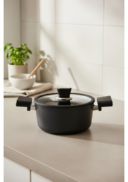 Mayasa 7 Parça Seramik Tencere Seti Siyah modelleri