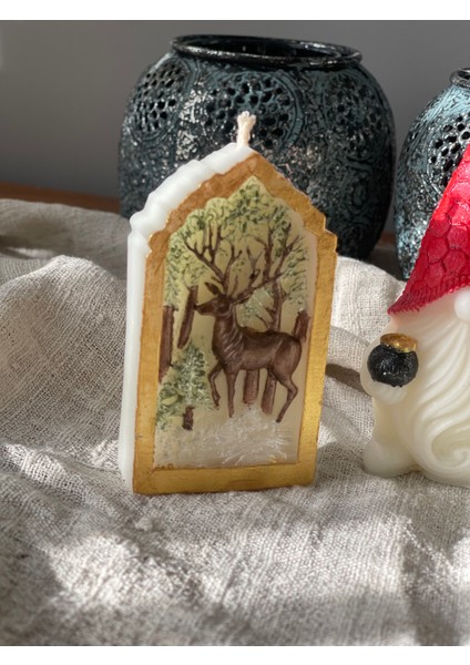 El Yapımı 3’lü Yılbaşı Temalı Dekoratif Mum Seti – Noel Baba Evi, Gmome (Cüce) ve Geyik Figürlü Mumlar 🎄✨ fırsatları