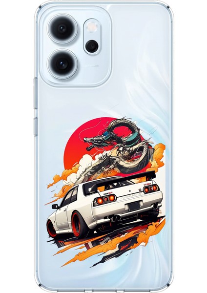 Oppo Reno 14F Uyumlu Gtr Güneş Ejderha Tasarımlı Baskılı Silikon Kılıf