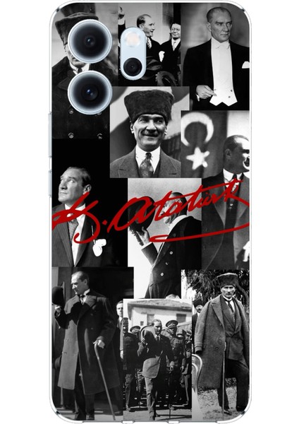Oppo Reno 14F Uyumlu Kırmızı Mustafa Kemal Atatürk Imza Baskılı Silikon Kılıf