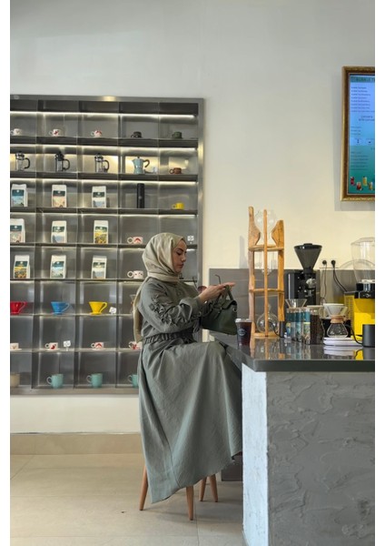 Kolları Büzgülü Ceket Elbise Takım Haki fiyatları