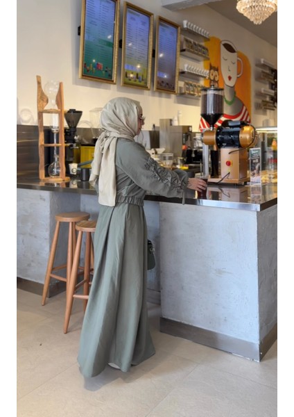 Kolları Büzgülü Ceket Elbise Takım Haki fırsatları