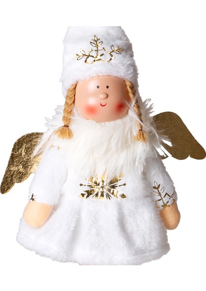 Yılbaşı Süsü, Ayakta Kanatlı Peri Figürü, Beyaz - Gold Ayakkabılı, 17 fiyatları