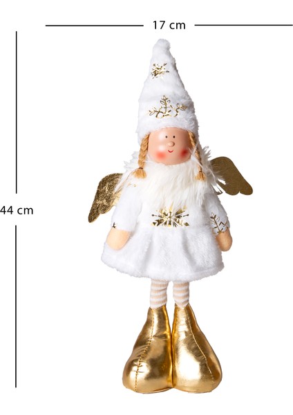 Yılbaşı Süsü, Ayakta Kanatlı Peri Figürü, Beyaz - Gold Ayakkabılı, 17 modelleri