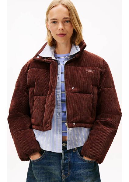 Tjw Kadife Şişme Kadın Kahverengi Ceket DW0DW21658GS7