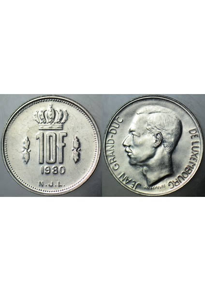 Lüksemburg 10 Frank 1980 Çilaltı.