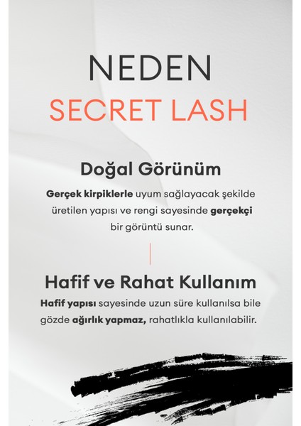 Doğal Görünüm Sunan Kahverengi Takma Kirpik Secret Lash (No.4 Kitty Cat) modelleri