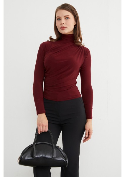 Drapeli Balıkçı Yaka Bluz