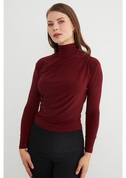 Drapeli Balıkçı Yaka Bluz