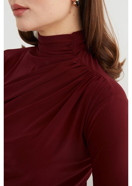 Drapeli Balıkçı Yaka Bluz