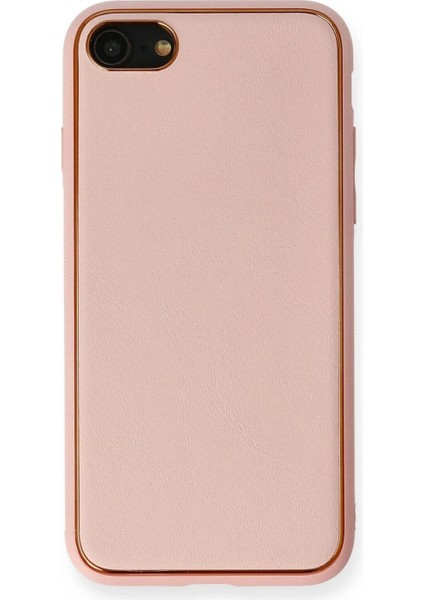 iPhone 7 Kılıf Coco Deri Silikon Kapak - Pembe (K95)