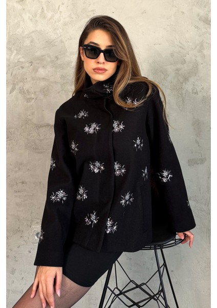 Kadın Pul Işlemeli Kaşe Kaban 99735