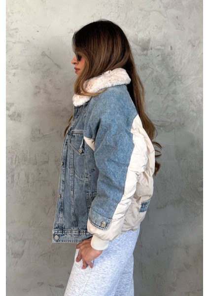 Kadın Yaka Kürklü Kot Mont 99424 fiyatları