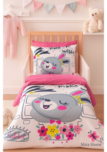 Dijital Baskılı 3D Pamuklu Yenidoğan Bebek Nevresim Takımı Wish Rabbit modelleri