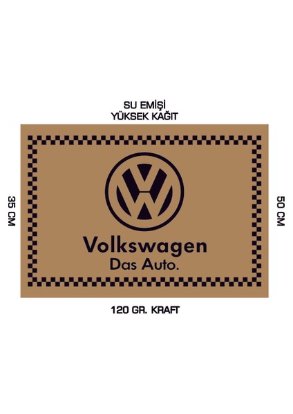 35X50 120 Gr. Kraft Kağıt Oto Paspası Volswagen Yatay 100 Adet Kağıt 2d Tr