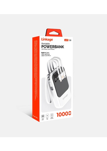 Lkp-53 LCD Ekranlı 10.000MAH - Usb-C , Mikro , Lightning Taşınabilir Powerbank