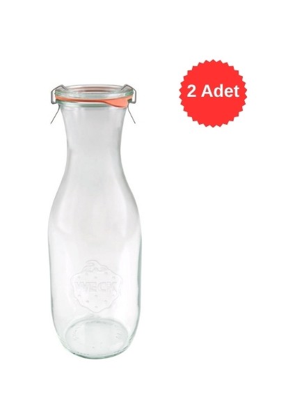 1062 ml Kapaklı Cam Sürahi Seti (2 Adet)