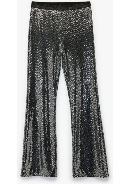 Beli Lastikli Pullu Payetli Ispanyol Paça Pantolon