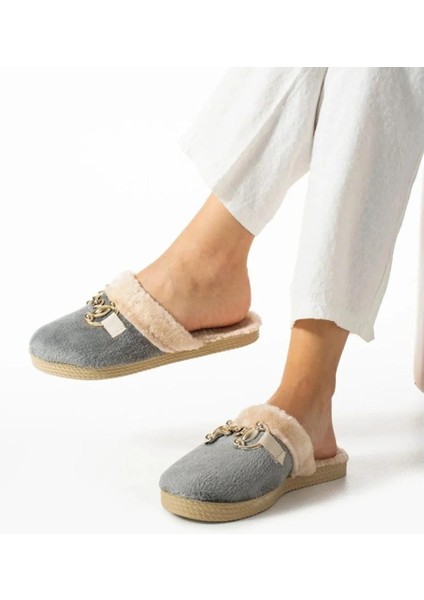 Ay Tokalı Kadın Kışlık Günlük Ev Terliği