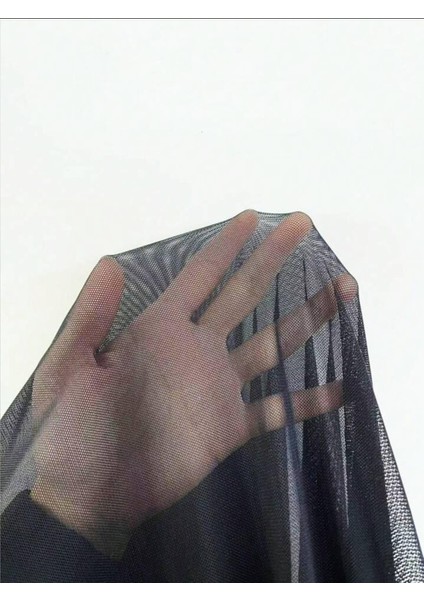 Arias Closet Fırfırlı Dantel Işlemeli Tül Fantezi Siyah Gecelik modelleri