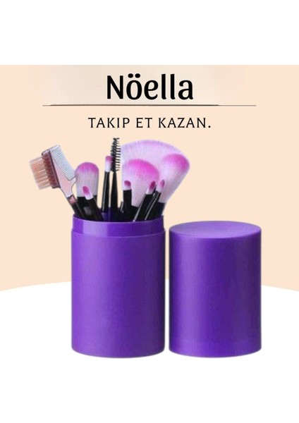 Profesyonel 12’li Makyaj Fırça Seti – Silindir Kutu | Sıyah Renk | Pudra, Allık, Far ve Kontür Fırçaları | Dökülme Yapmayan Yumuşak Kıllar