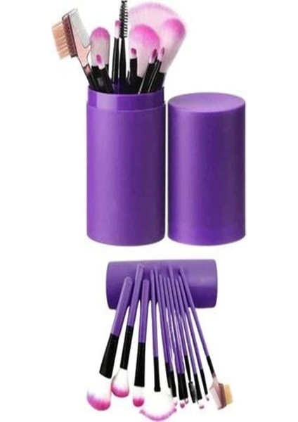 Profesyonel 12’li Makyaj Fırça Seti – Silindir Kutu | Sıyah Renk | Pudra, Allık, Far ve Kontür Fırçaları | Dökülme Yapmayan Yumuşak Kıllar fiyatları