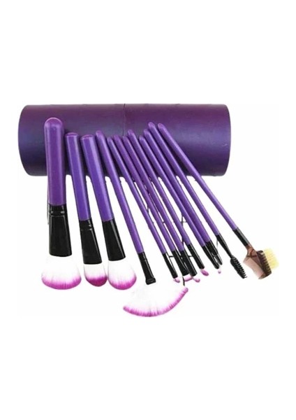 Profesyonel 12’li Makyaj Fırça Seti – Silindir Kutu | Sıyah Renk | Pudra, Allık, Far ve Kontür Fırçaları | Dökülme Yapmayan Yumuşak Kıllar fırsatları