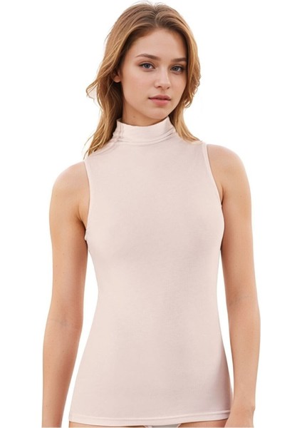 Kadın Modal & Pamuklu Sıfır Kol Balıkçı Yaka Pudra - Beyaz - Açık Mavi 3'lü Atlet LL.K66.O143.001 modelleri