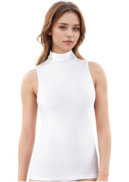 Kadın Modal & Pamuklu Sıfır Kol Balıkçı Yaka Pudra - Beyaz - Açık Mavi 3'lü Atlet LL.K66.O143.001 fırsatları