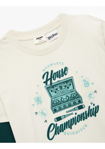 Pamuklu Harry Potter Baskılı Uzun Kollu Bisiklet Yaka Lisanslı Tişört modelleri