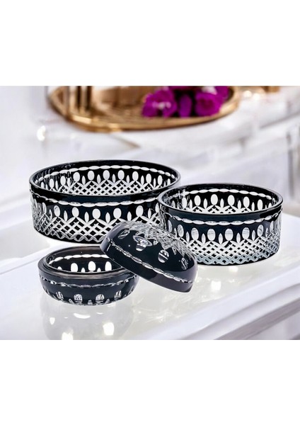 Kesme Kristal El Işçilşiği Sofra Sunum Seti 3'lü fiyatları